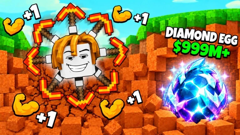 +1 Pickaxe Swing for Eggs Roblox game thumbnail